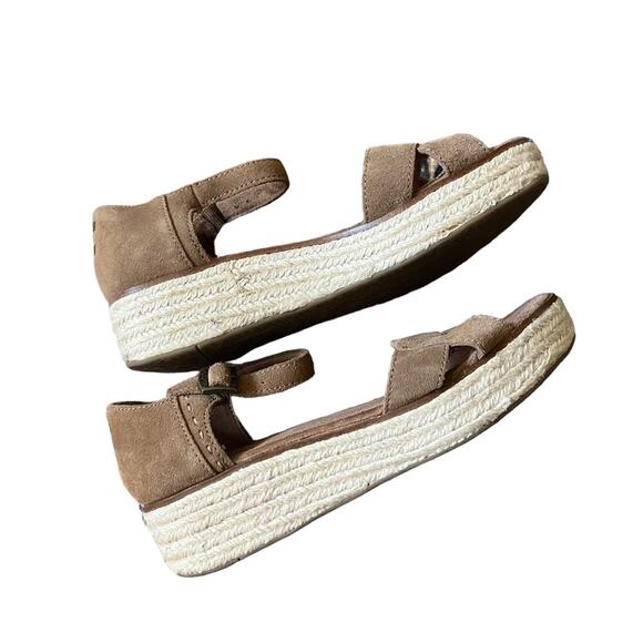 TOMS | Harper Suede Espadrille Wedge Sandals Platform Taupe Brown Size 7.5 W - Picture 3 of 10